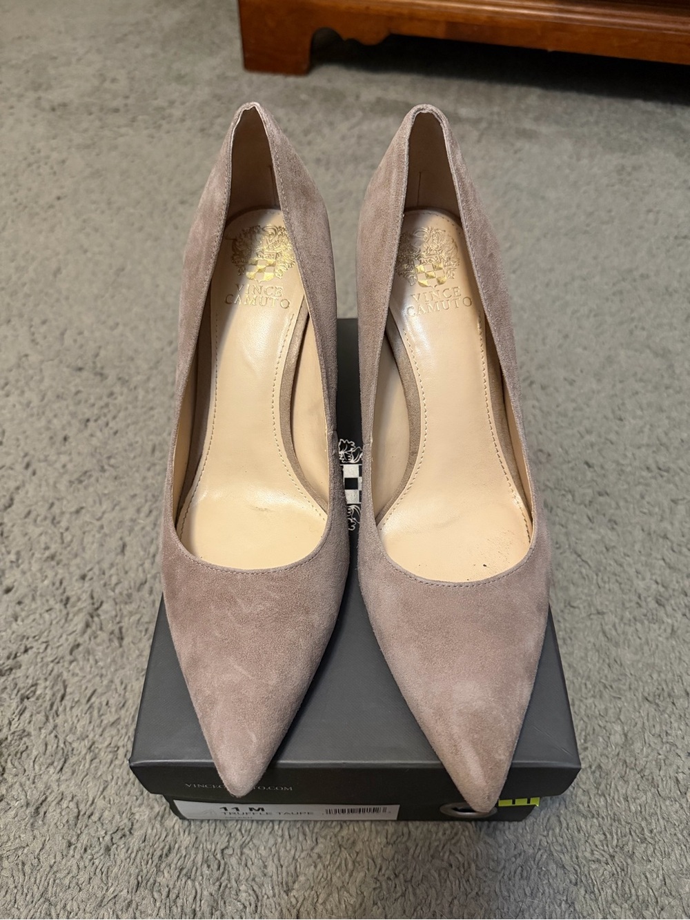 Vince Camuto Dusty Taupe Suede Pointed Toe Pumps